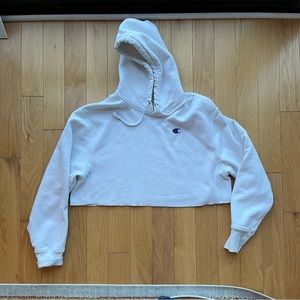 White cropped Champion Hoodie